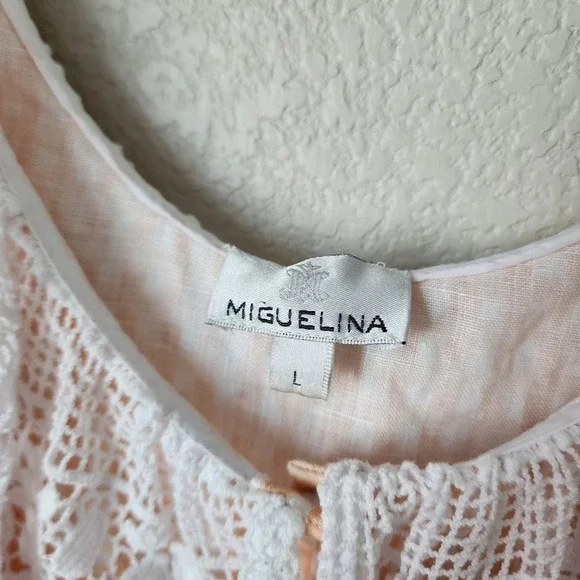 MIGUELINA Lace Gingham Crop Top Boho Coquette Cottagecore L - Picture 5 of 11
